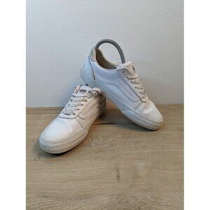 Vans Old Skool Triple White Leather Low Top Sneakers Men's Sz 6.5 Women's Sz 8